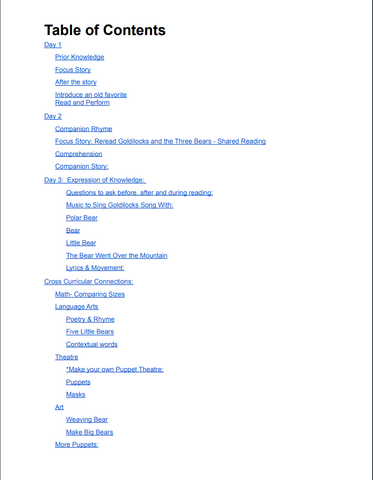 Lesson Plans: The Goldilocks Quartet