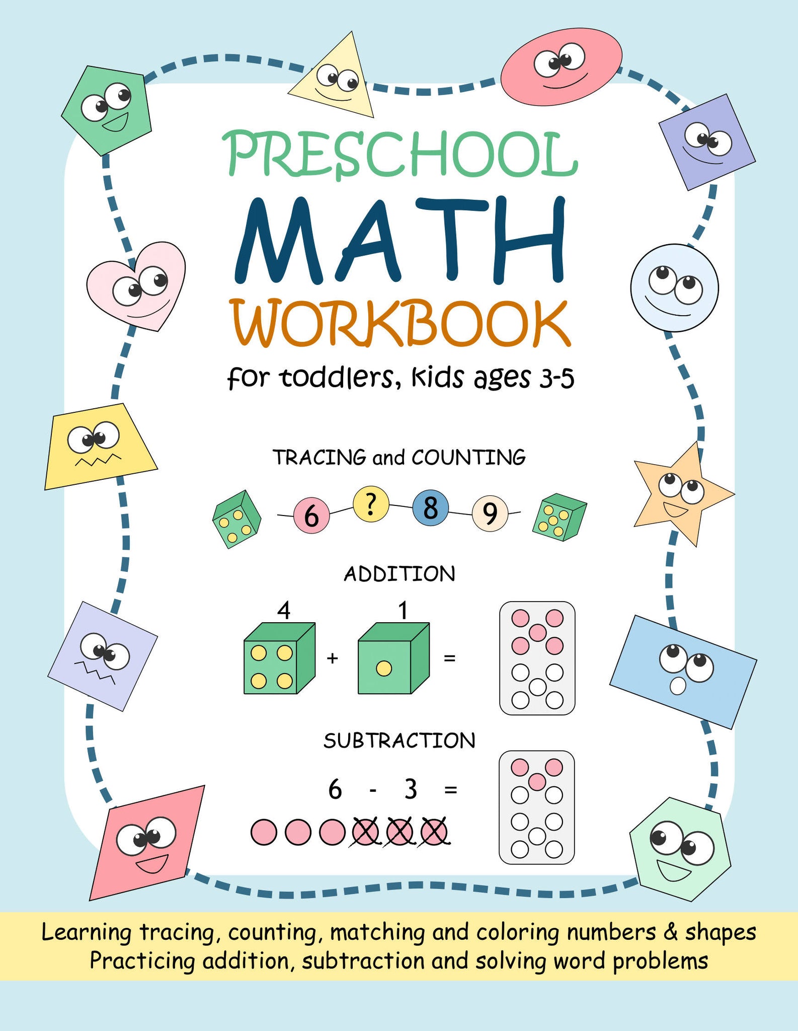 Preschool Math Workbook for Toddlers, Kids Ages 3-5: